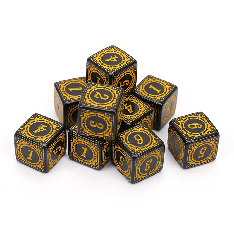 10pcs Acrylic D6 Carved Pattern Dice 6-sides Accessories Polyhedron Colorful DND Dice Digital Game Dice: YL