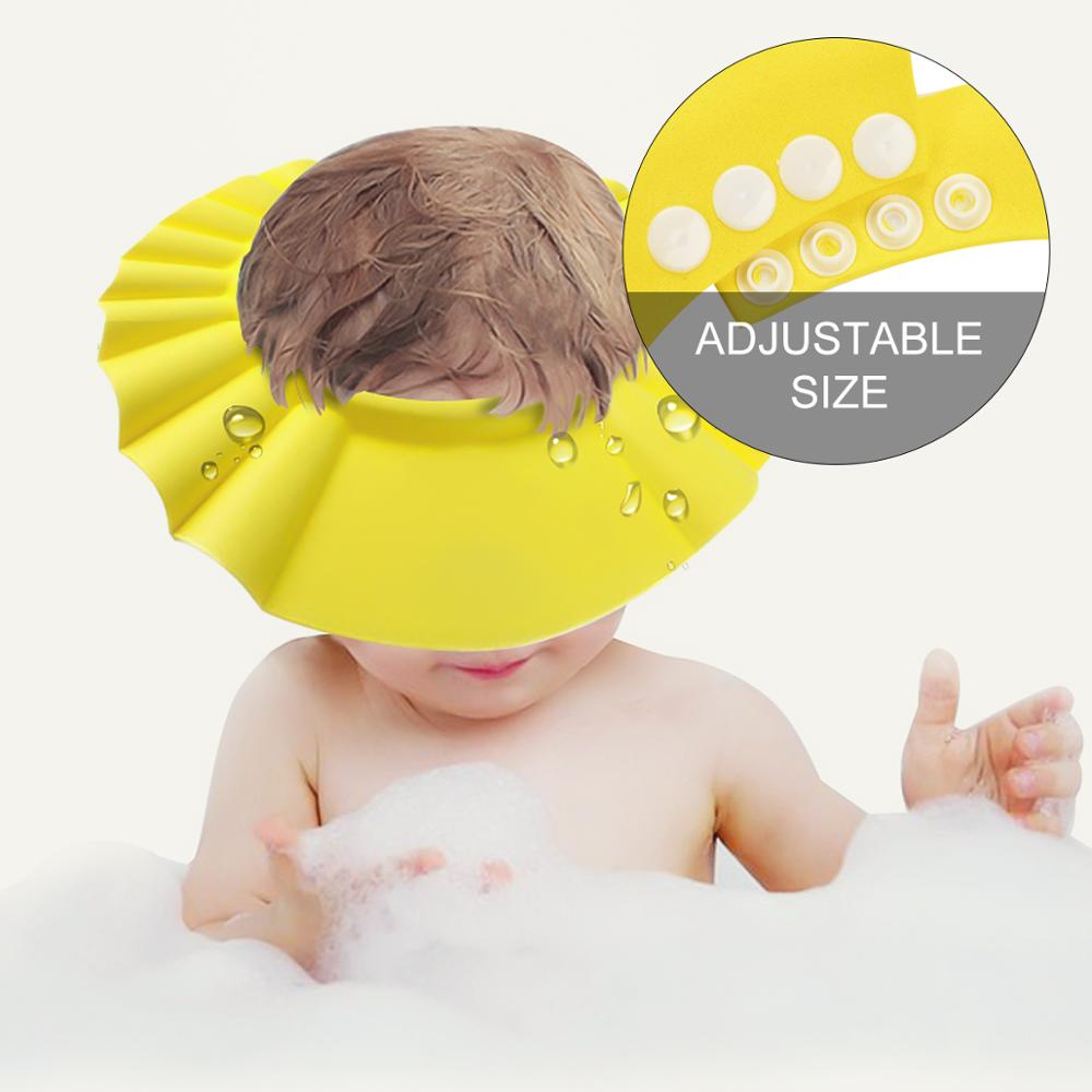 1 stk 26*28.5 cm sikre vandtætte beskytte øjne hår bruser badeværktøj til børn justerbar eva shampoo cap