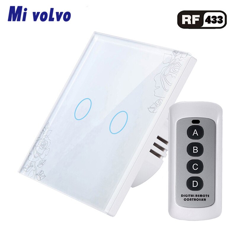 Wireless touch switch RF433 remote control effective distance 20m EU standard AC110V 240V wall sticker light switch