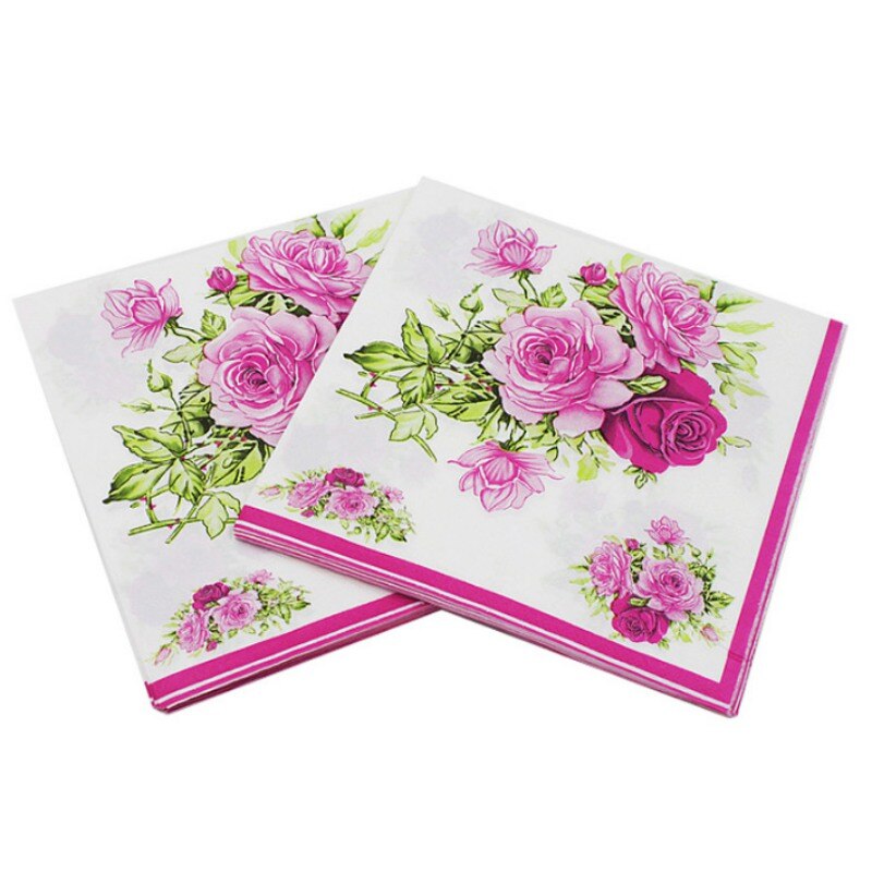 20 stk/pakning 33*33cm event- og festvev bursdagsblomst med ring papirservietter bryllupsserviettforsyning festdekorasjon