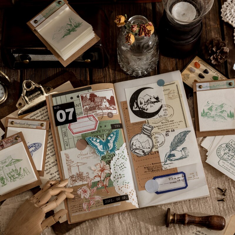 Livre de voyage avec animaux de la Jungle, 50 feuilles de papier artisanal rétro décoratif Vintage pour Scrapbooking, planificateur de Journal intime, DIY bricolage