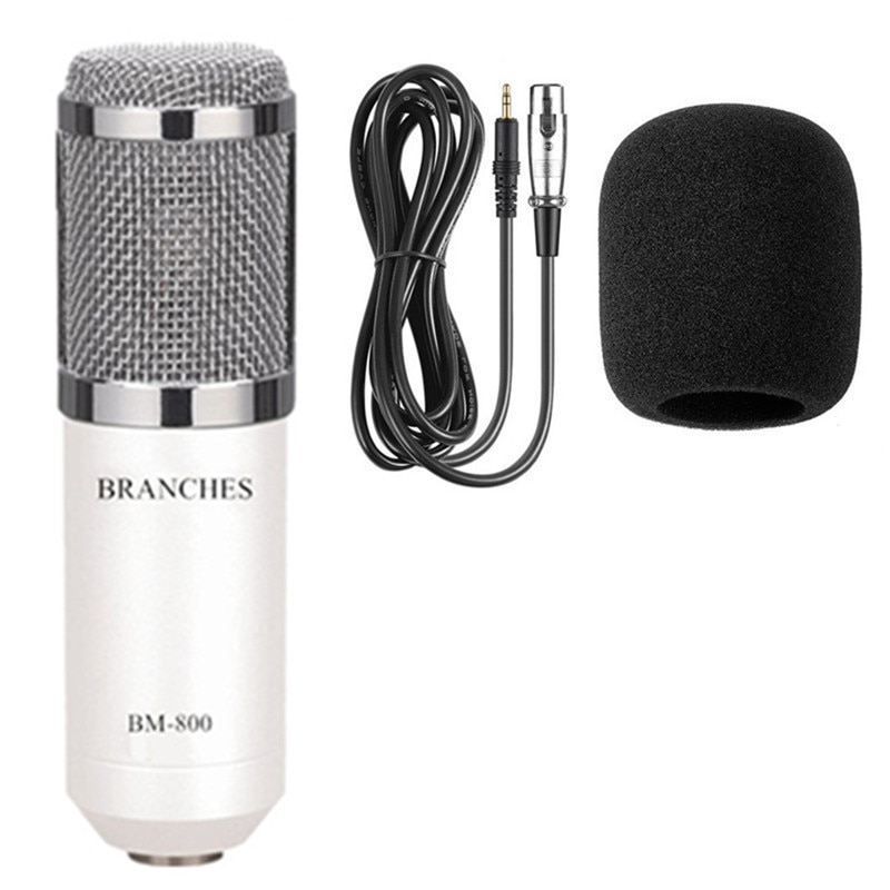 Micrófono condensador BM800 de BM-800, Kit de micrófono para ordenador, soporte de choque, tapa de espuma y Cable como micrófono BM 800: Package2 White