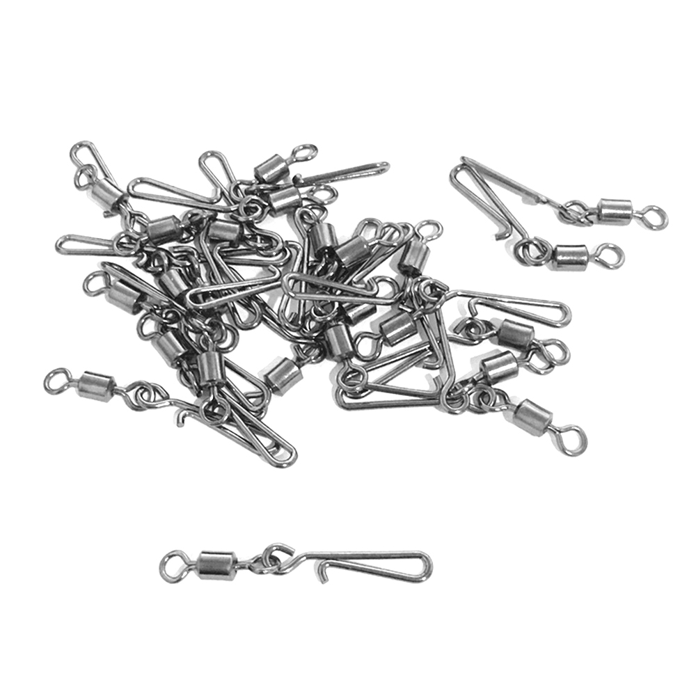 20PCS/LOT Stainless Steel Connector Bearing Rolling Swivel 2#-10# Fishing Solid Ring with Lures ocean Fishing Hook