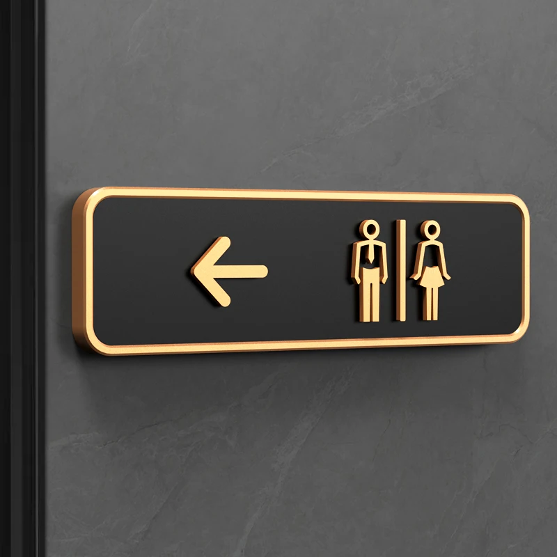 Washroom Signage Toilet Door Sign Bathroom Reminder Sign Acrylic Instruction Guide Sign Toilet Signage Mall Restaurant Hotel: Rose Golden