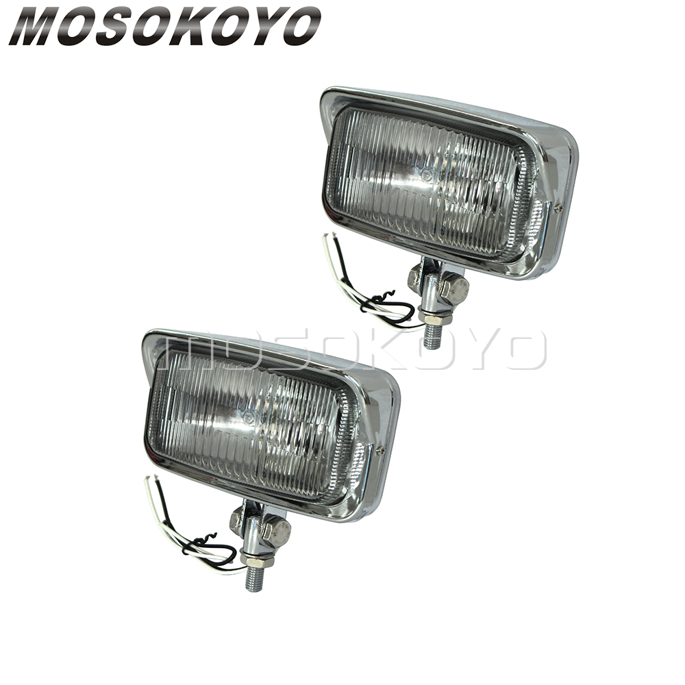 Chrome Universal Square Retro Motorcycle Headlamp Headlight Rectangle Front Head Light For Harley Chopper Bobber Custom Honda