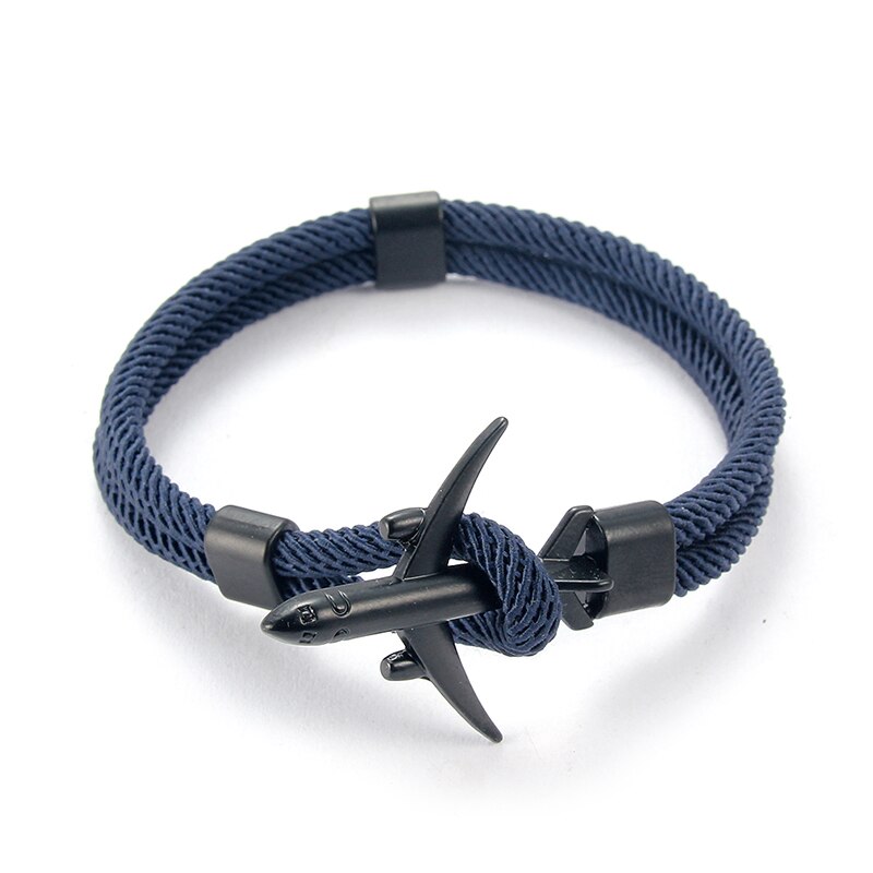 Avion hommes Bracelet corde chaîne noir Bracelet à breloques femmes mâle survie Aviation Style enveloppement en alliage de métal Sport crochet bijoux: I