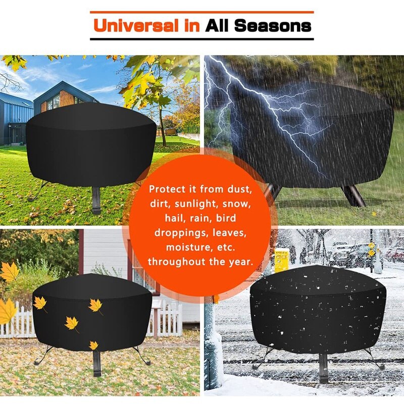 Fire Pit Cover 48 Inch Round,Waterproof Cover for Fire Pit Round,Weather Resistant Fire Bowl Covers,with Drawstring