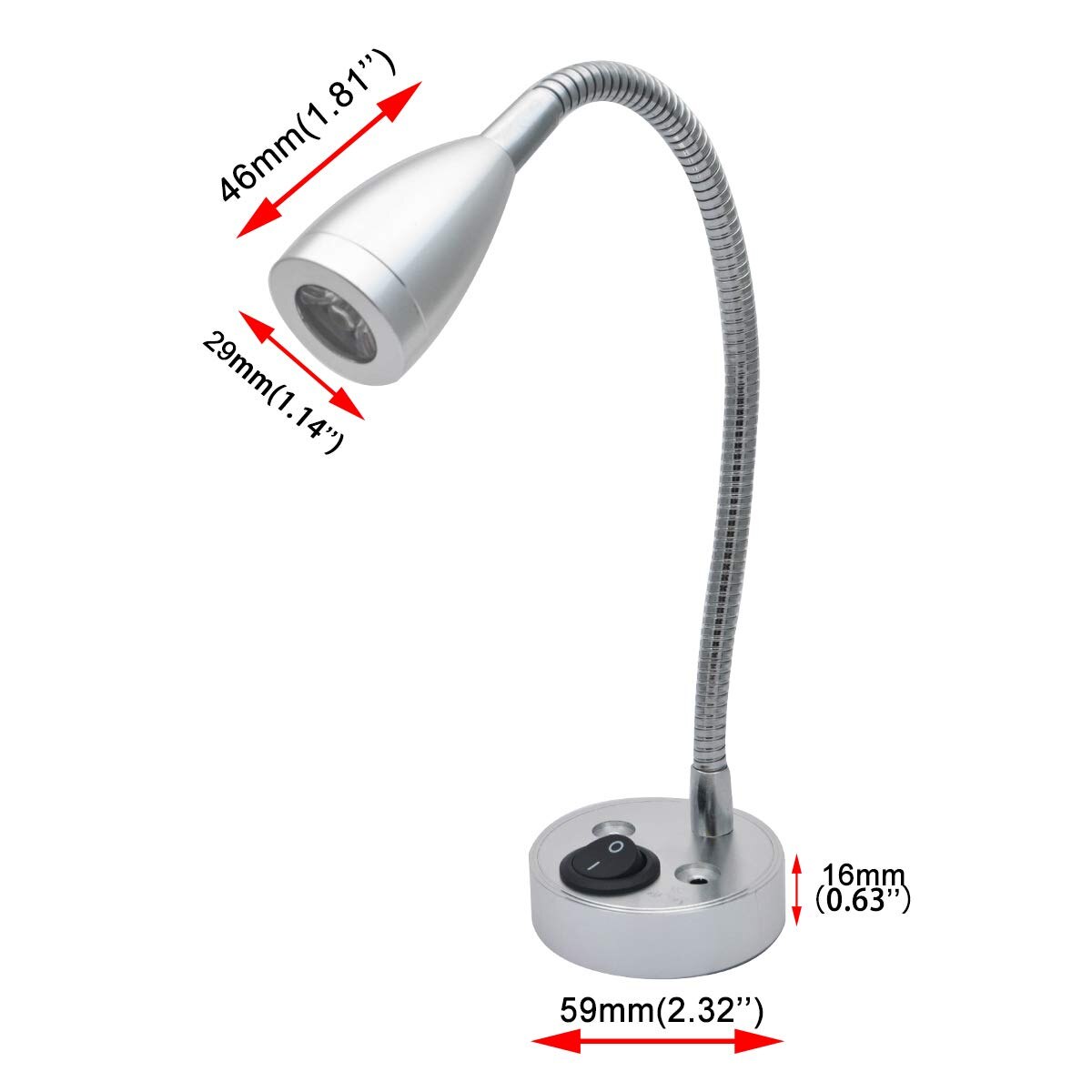 12v veggmontert innvendig led spot bed side lys lese justerbar lampe aluminium sølv varmt lys