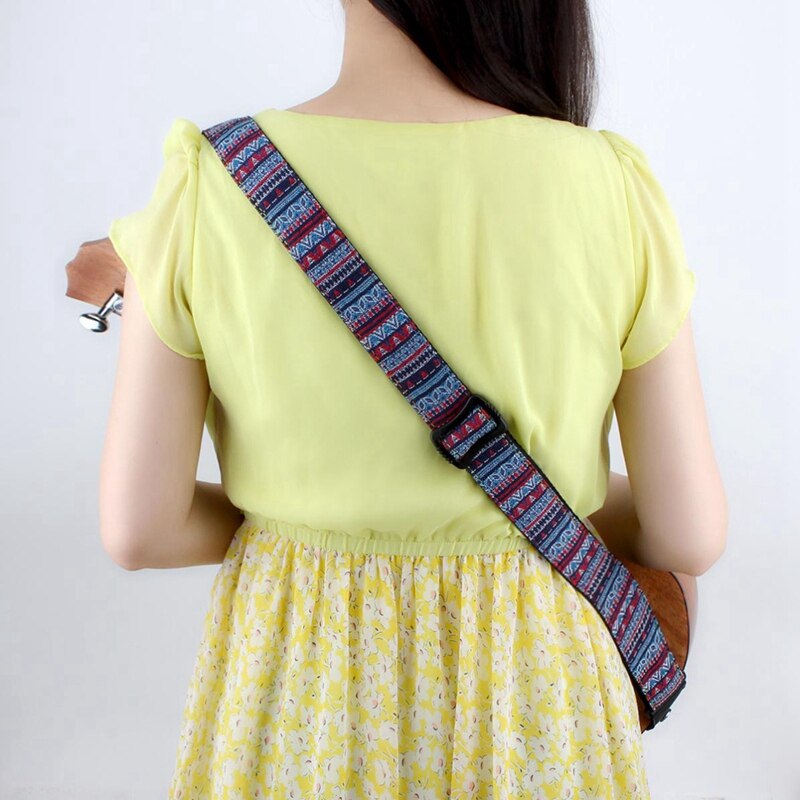 Verstelbare 75-130Cm Ukulele Gitaarband Katoen Lederen Sling Gesp Met Staart Nagel