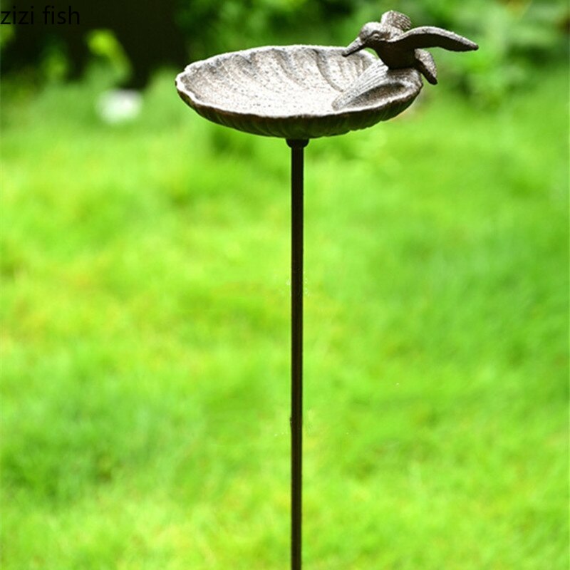 Cast Iron Bird Feeder Bird Drinking Plugin Garden Ornament Wrought Iron Feeder Bird Supplies Metal Bird Feeder Outdoor Bird Bowl
