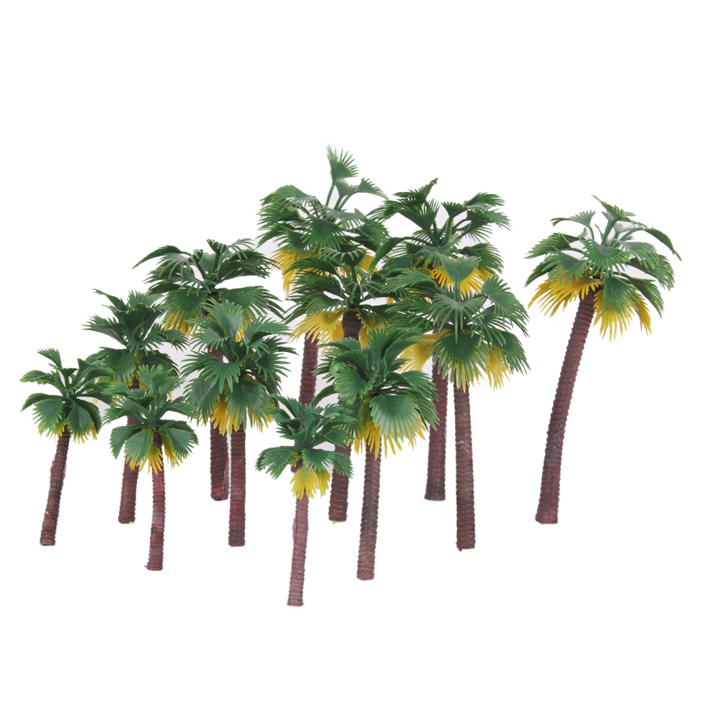 Pack of 12 Miniature Plastic Palm Trees Fairy Garden Landscape Bonsai Decor