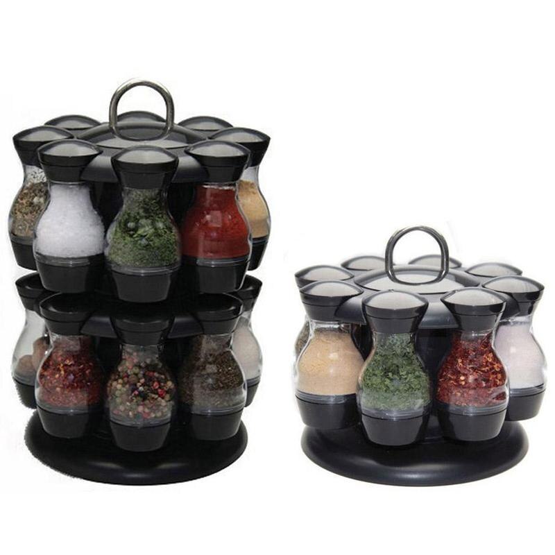 8/16 Stuks Roterende Cruet Kruiderij Kruiden Potjes Kruiden Flessen Opslag Shakers Houder Keuken Zout Sprays Organizer Peper