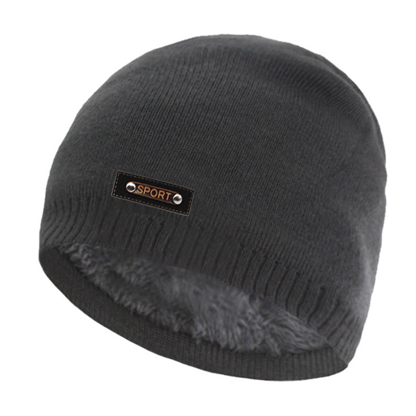 Strikket lue menn vinter luer til kvinner lue lue lue pels skullies luer шапка мужская hodeskalle gorro panser caps mann: Grå