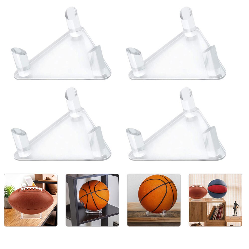 4 Piece Sports Ball Display Rack - Rugby, Basketball, Football Holder Stand