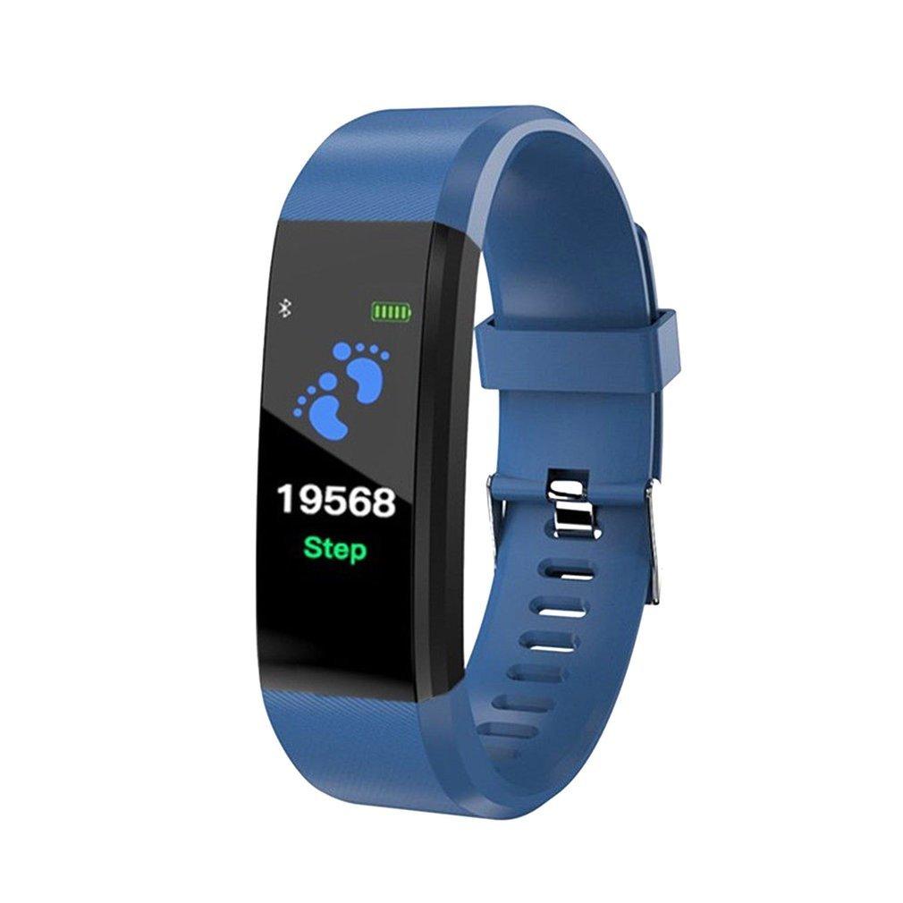 Étanche montre intelligente fréquence cardiaque pression artérielle bande intelligente Fitness Tracker Smartband Bluetooth montre hommes femmes montre intelligente: blue
