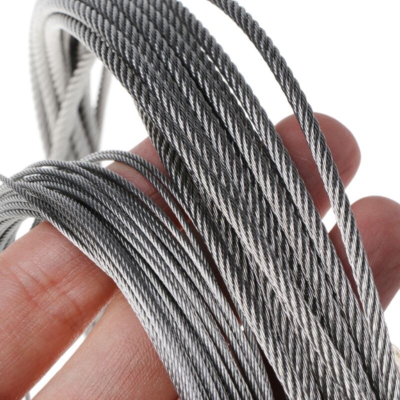 10m 304 Stainless Steel Wire Rope Soft Fishing Lifting Cable 7×7 Clothesline
