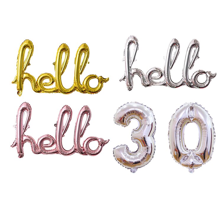 Rose Gold Hello 30 Letter Number Balloons 30/40/50/60th Birthday Party Decor 30 Number Link Balls Inflatable Air Globos Supplies