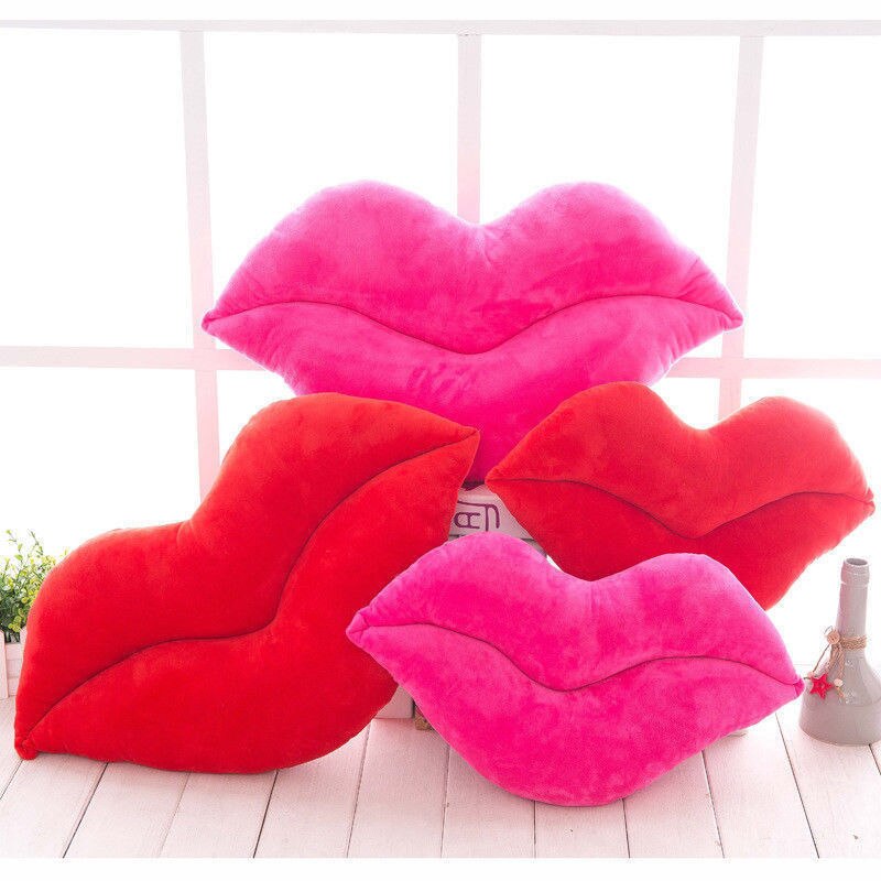 Lyserøde røde læber form pude hjem dekorative kaste pude sofa talje pude hjem tekstil pude