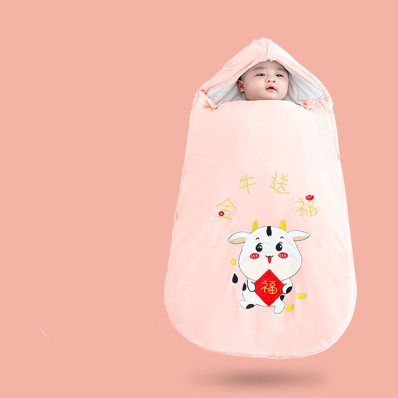 1 Stuk Pasgeborenen Slaapzak Winter Dikker Baby Anti-Kick Inbakeren Cartoon Baby Jongens Meisjes Sleepsack Katoen Baby Wrap deken: thick cotton-color 4 / 88x46cm