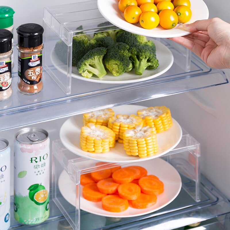 1pcs Fridge Organizer Fridge Rack Kitchen Racks Kitchen Items Stackable Shelf Layered Shelf Tray Storage Rack Space Saver