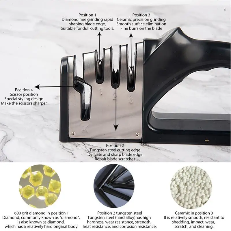 Keuken 4-segment messenslijper Multifunctionele draagbare antislipbasis Messenslijper Huishoudelijke keukengadgets Accessoires