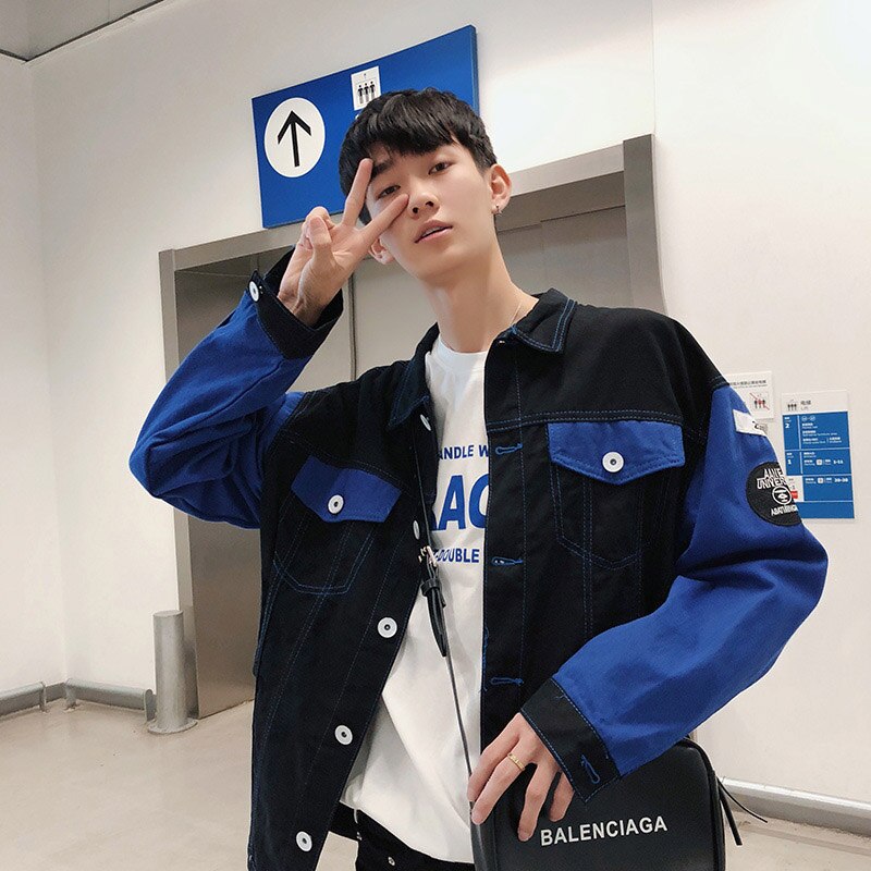 Losse Denim Jas Heren Lente Herfst Mode Jas Slanke Jeugd Studenten Tieners Koreaanse Trendy Kleding Knappe Mannen