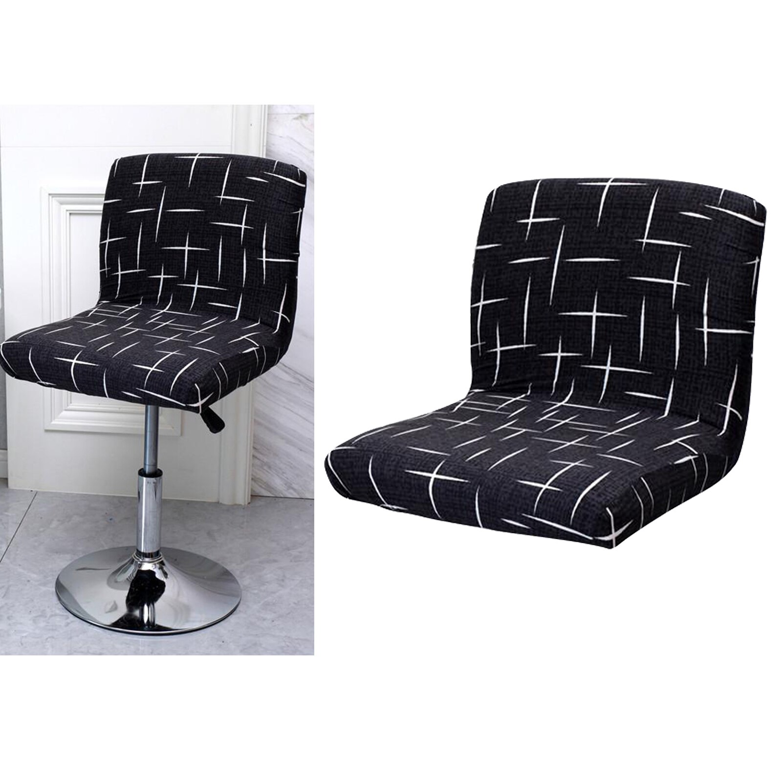 Stretch Slipcover Chair Protectors for Short Back Chair Bar Stool Chair Dining Chair Slipcover, 6 Colors: Style 3