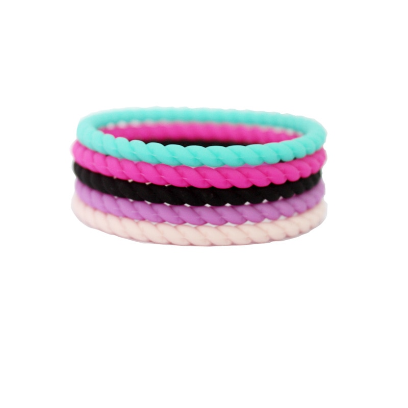 Thin Braided Silicone Rubber Bracelet&Bangles Hypoallergenic Flexible Sports Casual Fitness Wristband For Women Men 1pc