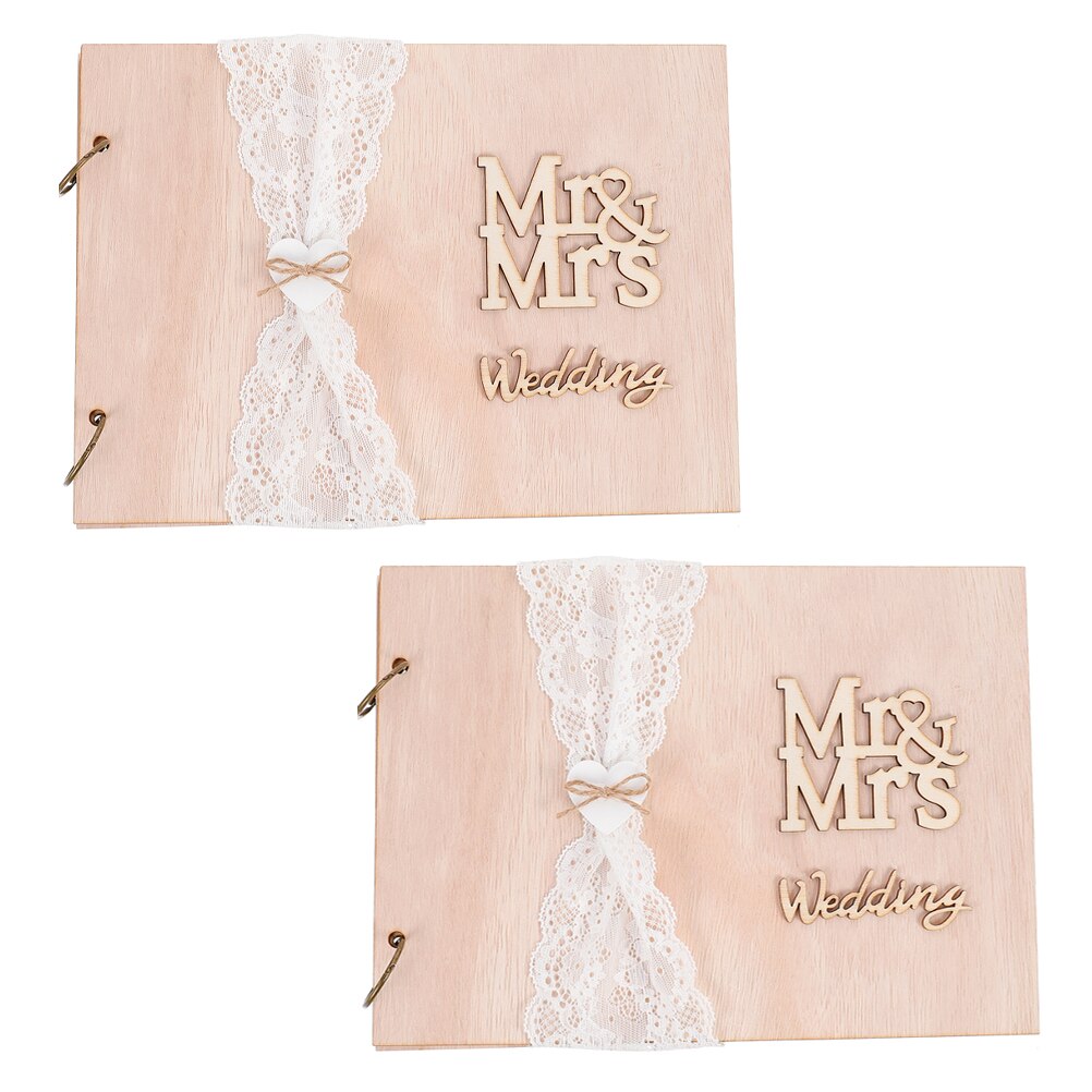 Livre de Signature pour invités (10 Pages), décoration rustique de mariage, livre d&#39;or, 2 pièces: Default Title