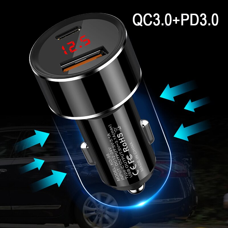 36W Auto Laders 2 Poorten Snel Opladen Voor Samsung Huawei Iphone 13 12 11 8 Plus Universele Aluminium Dual usb Auto-Oplader Adapter