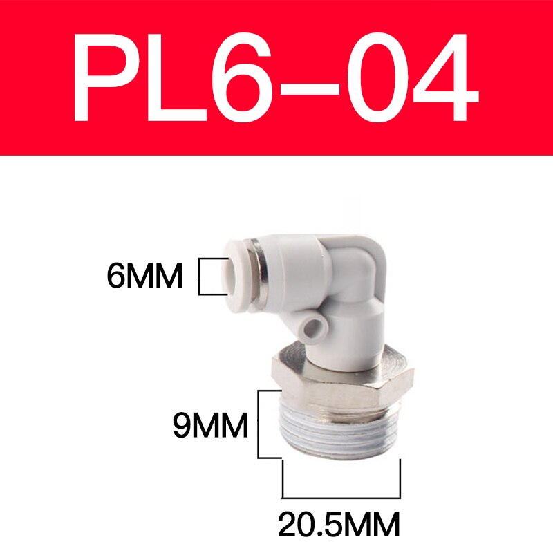 APL solenoid valve accessories PL4 6 8 10mm and miniature solenoid valve connector elbow connector white pneumatic connector: PL6-04
