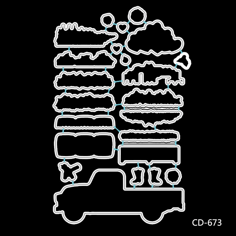 Zhuoang stor lastbil klare stempler og metal skærematricer sæt til gør-det-selv scrapbog fotoalbum dekorativ prægning stencial