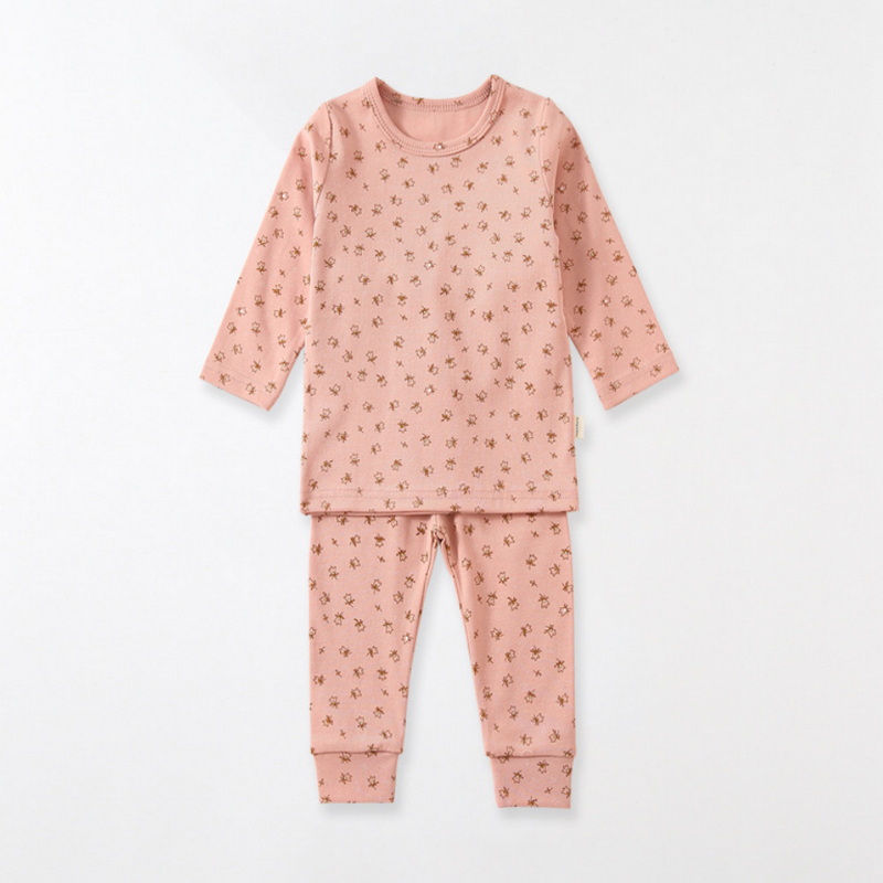 Lente Baby Kleding Meisje Jongen Pyjama Katoen Ronde Kraag Lange Mouwen Roze Bean Groen Nachtkleding Pasgeboren Nachtjapon Unisex E6122