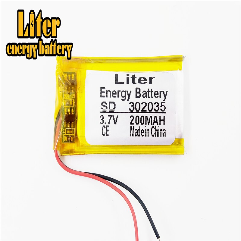 3.7V lithium polymer battery 302035 032035 200mAh MP3 MP4 Bluetooth 3*20*35mm lithium battery small stereo bluetooth GPS