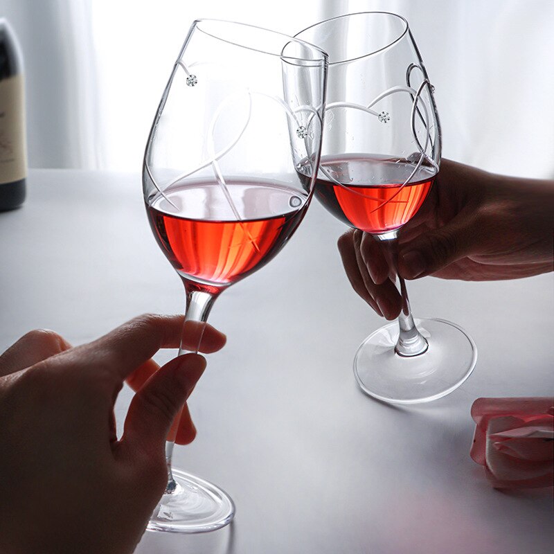 Copa de cristal tallado en forma de corazón para boda, para el Día de San Valentín, champán, vino tinto, vasos conmemorativos, 200-300ml