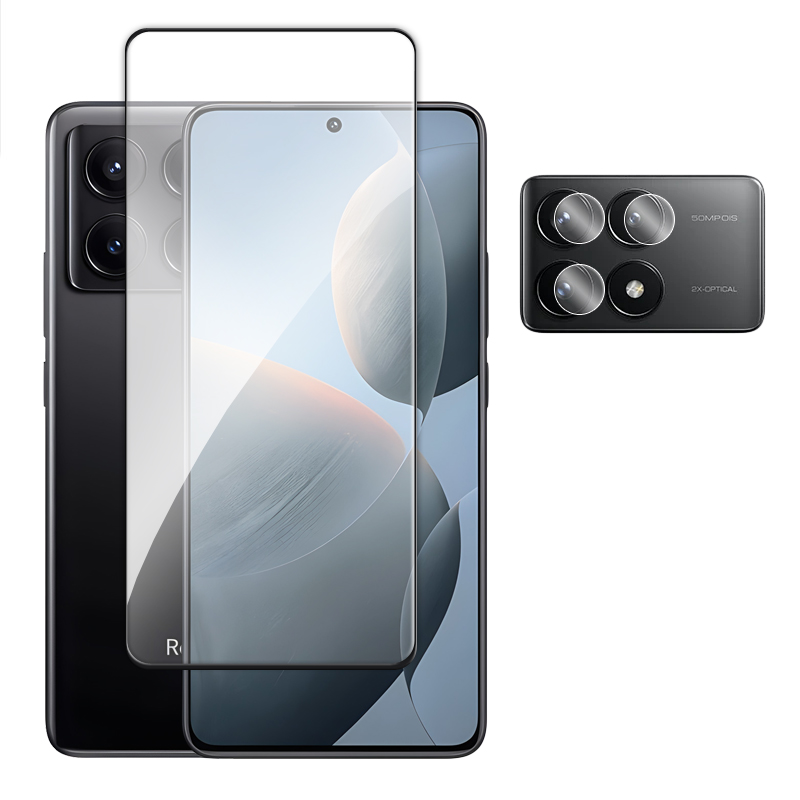 4in1 per POCO X6 pro 5G Vetro per POCO X3 X4 GT X5 X6 pro Vetro Temperato 2.5D Protezione Dello Schermo Della Copertura Completa per POCO X6 pro Pellicola: Blu profondo / Fascio 4