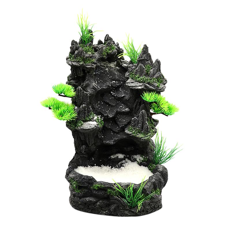 1pc Fish Tank Resin Ornament Water Quicksand Waterfall Resin Rockery Landscaping Decoration Aquarium Ornament