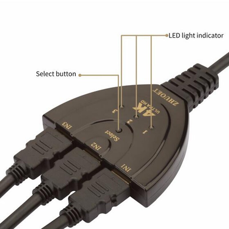 4K * 2K 3D Mini 3 Port Hdmi Switch 1.4b 4K Switcher Hdmi Splitter 1080P 3 in 1 Out Poort Hub Voor Dvd Hdtv Xbox PS3 PS4 Capture Card