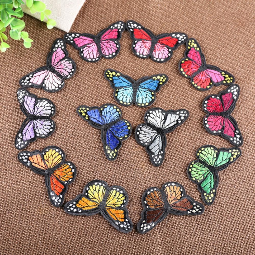 DIY Nadel Kunst Handwerk Kleidung Patches Kleidung Multicolor Schmetterling Stickerei Patch Appliques Abzeichen Aufkleber Für Kleidung