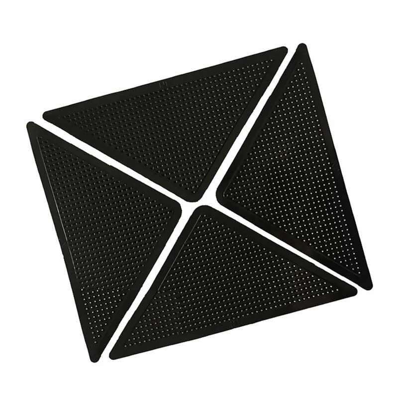 Bloc de fixation pour tapis, antidérapant, réutilisable, coins noirs, lavable, 4 pièces/1 pièce: 4pcs