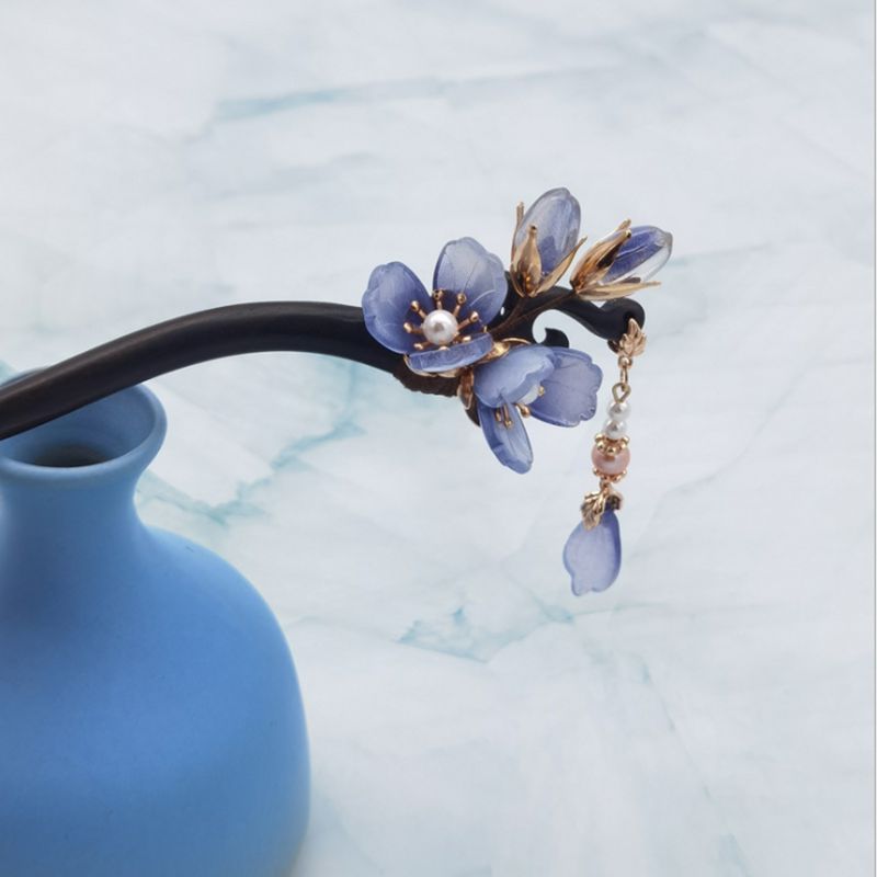 Luxus Haar Stock Chinesischen Haar Essstäbchen Holz Frauen Haar Brötchen Essstäbchen Perlen Haar Clip Haarnadel Blume Schmuck Neue Jahr