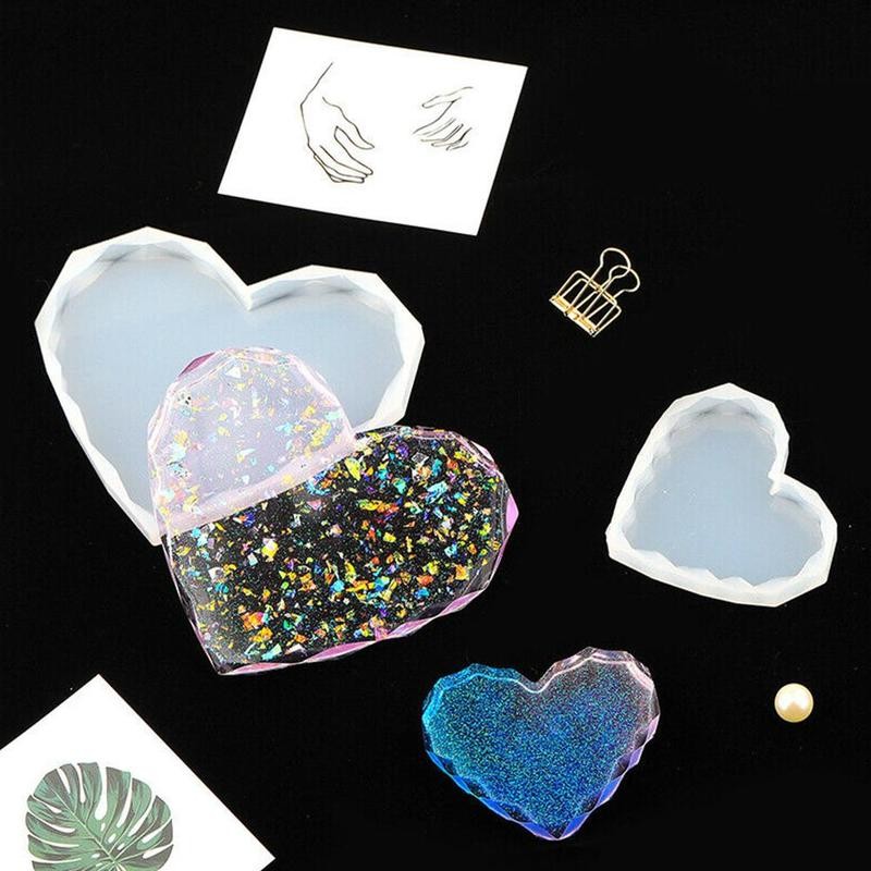 Silicone Heart Mold Epoxy Resin Making Craft Clay Resin Molds DIY Mold Ashtray Coaster Flexible Jewelry Making Accessories
