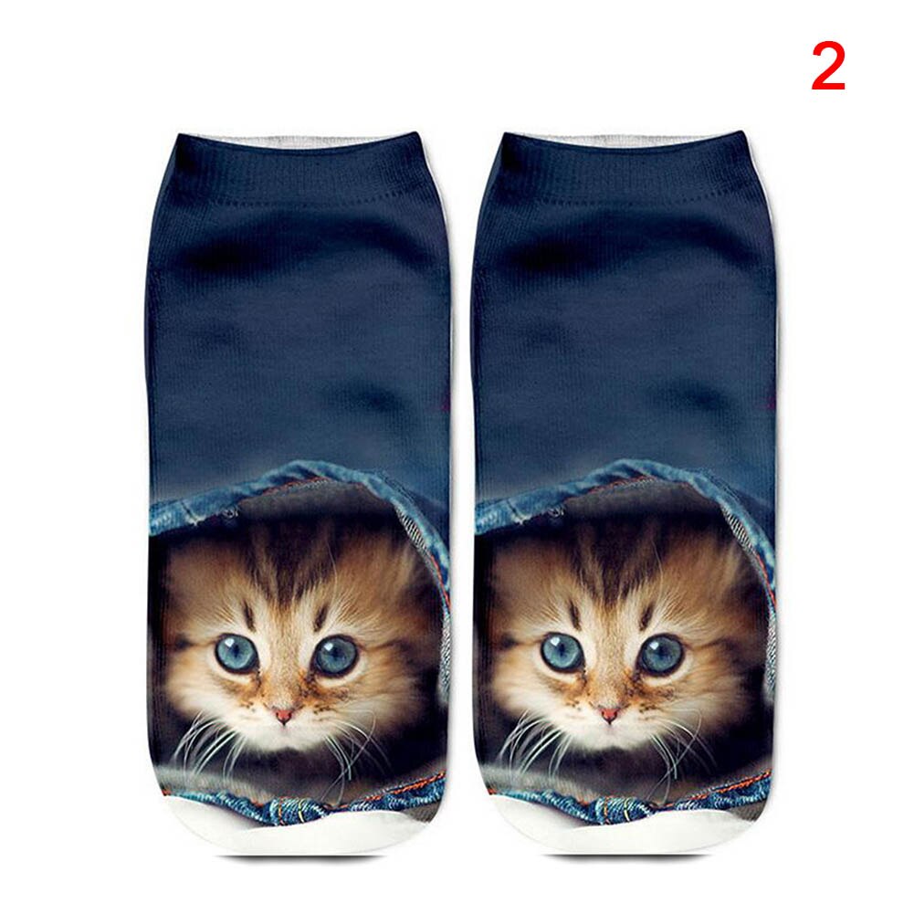 Kobiety moda 3D zwierzęta kot Łapa wydrukować skarpetki zebra wzór Kawaii krótkie bawełniane skarpety świąteczne śliczne kot niski skaleczenie kostki skarpetki