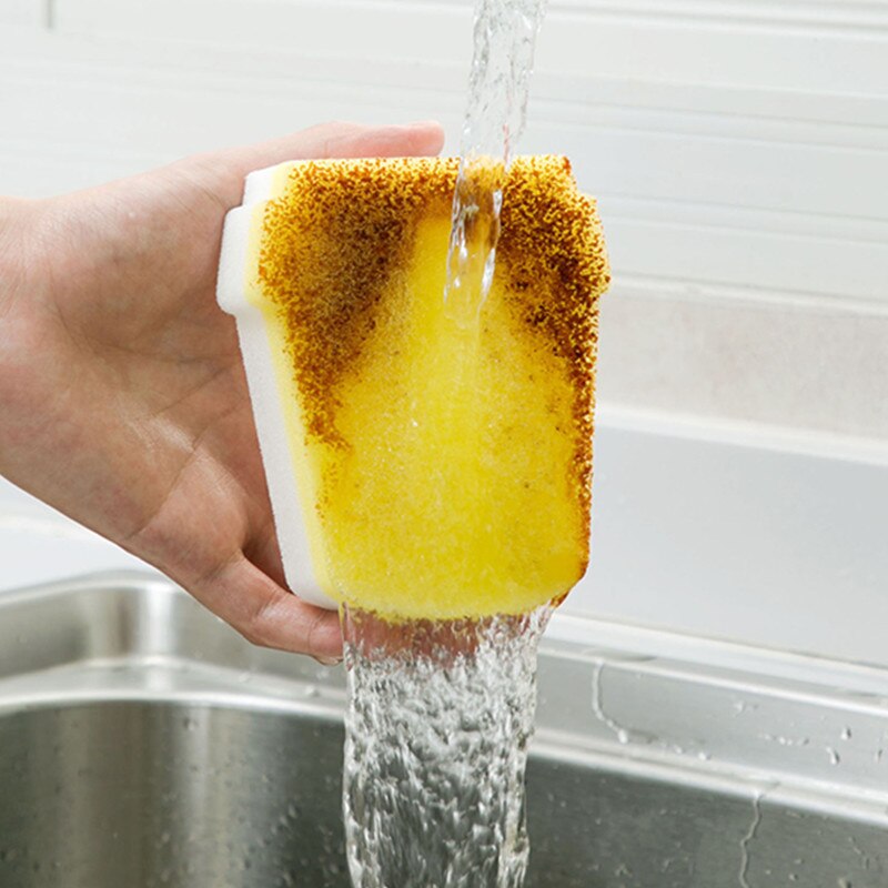 4PCS Smiley Face Thick Cleaning Sponge Strong Decontamination Dish Washing Cloth Kitchen Cleaner Sponges Scouring Pads