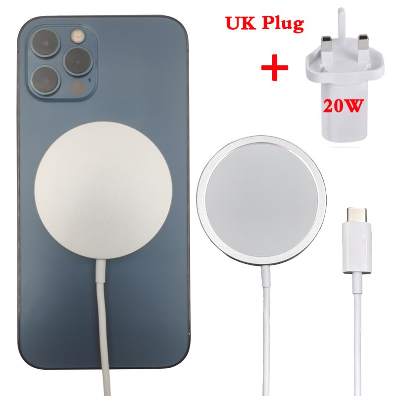 WLMLBU 15W Magnetische Drahtlose Ladegerät für iPhone 12 Profi Max 12Profi Qi Schnelle Ladegerät für iPhone 12 Mini USB C PD Adapter Magsafing: Wireles mit UK Stecker