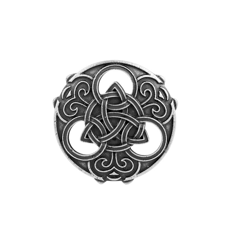 Broches de escudo vikingo, Pin Vintage, insignia, Pin para capa Medieval nórdica, baratijas, bufandas, broche, alfileres redondos para el pecho: Pistola negra plateada