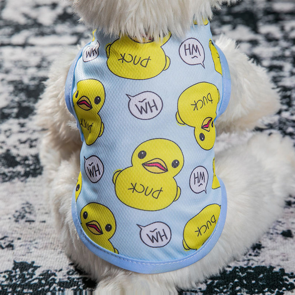Camisetas con estampado de pato amarillo para perro, ropa para mascotas, camiseta fresca para cachorros, traje transpirable para perros, sudadera suave para gatos