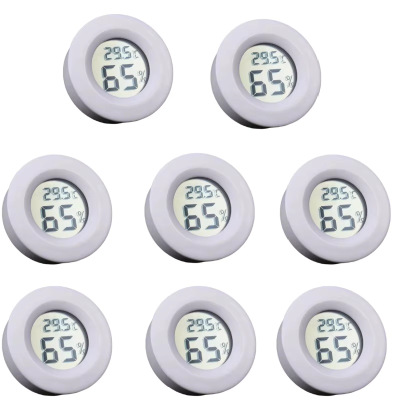1~10pcs Mini Hygrometer Thermometer Fahrenheit or Celsius Meter Digital LCD Monitor Indoor Room Round Humidity Temperature Gauge: black