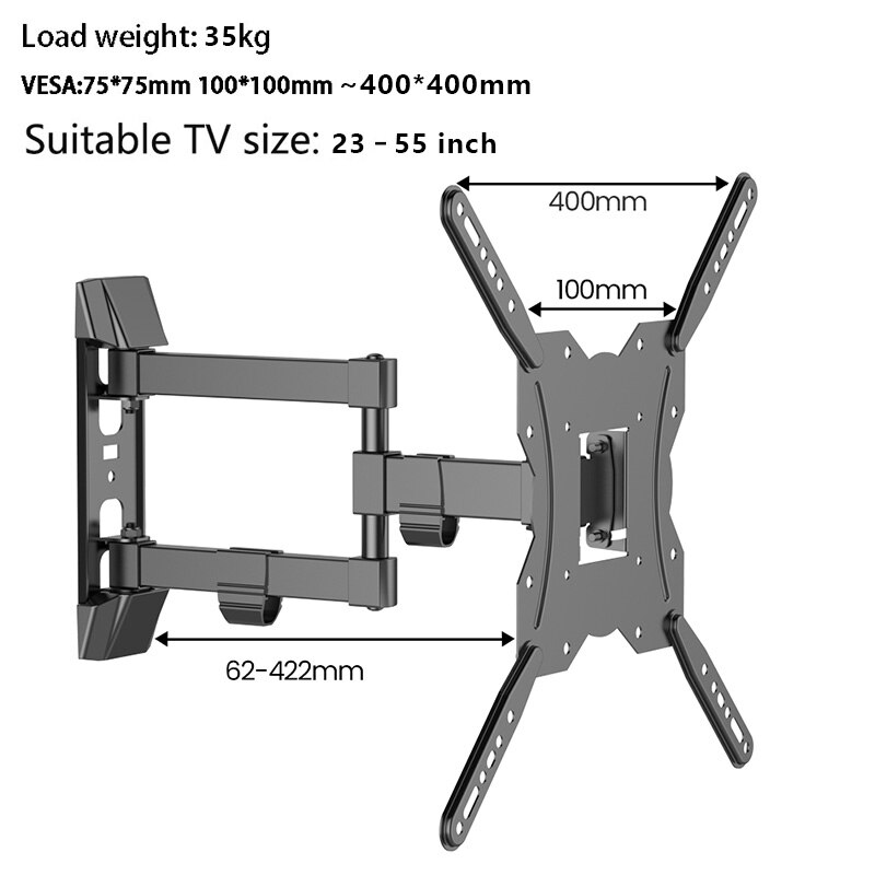 Tv Mounts Beugel Voor 23-55 Inch Flat Screen Tv 'S Tot 88lbs, full Motion Tv Wall Mount Swivel Scharnierende Fit Maxvesa 400x400mm: Full Motion tvmountB