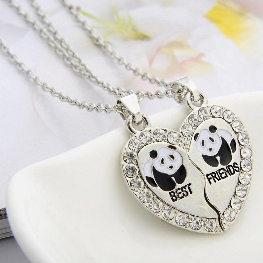 Delysia re 2 pz/set Panda due e mezzo amore collana carino intarsiato con pendenti di cristallo Best Friends